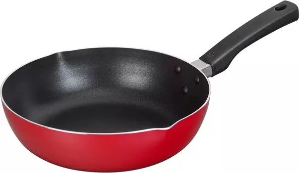 RB-2519 Глубокая сковорода, 9,4 дюйма (24 см), совместимая с индукционной индукцией, газ, без ПФОК, обработка фторсодержащей смолой, косметический алмаз WAHEI FREIZ, Red