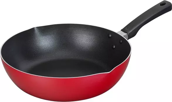 RB-2520 Сковорода для жарки во фритюре, 11,0 дюймов (28 см), совместима с индукционной печью, газ, без ПФОК, обработка фторсодержащей смолой, косметический алмаз WAHEI FREIZ, Red
