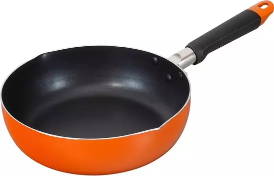 RB-2974 Глубокая сковорода, 9,4 дюйма (24 см), для газового огня, без ПФОК, обработка фторсодержащей смолой, оранжевый, Miniche WAHEI FREIZ, Orange