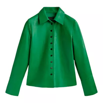 Рбашка Massimo Dutti Green Nappa Leather, зеленый