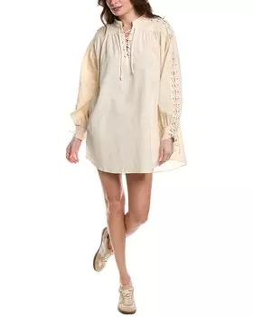 RE/DONE Пиратское мини-платье из льняной смеси REDONE, белый