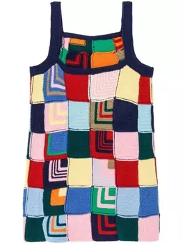 RE/DONE трикотажное платье в технике пэчворк, синий