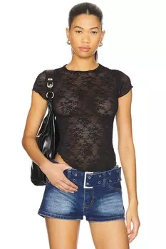 Ready to go кружевная футболка Free People, black