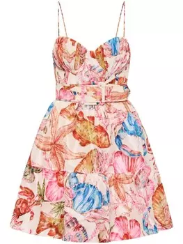Rebecca Vallance мини-платье с поясом Summer Seas, розовый