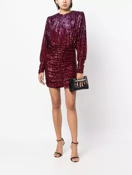 Rebecca Vallance платье со сборками и пайетками, красный