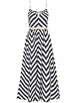 Rebecca Vallance полосатое платье Katerina, нейтральный цвет