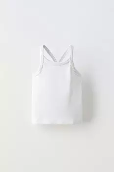Ребричный топ ZARA, белый