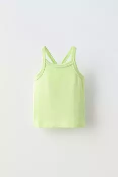 Ребричный топ ZARA, цвет lime