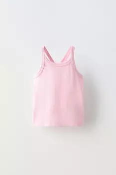 Ребричный топ ZARA, розовый
