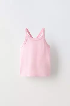 Ребричный топ ZARA, розовый