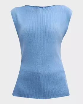 Ребристая бесшовная майка с боковыми разрезами Emporio Armani