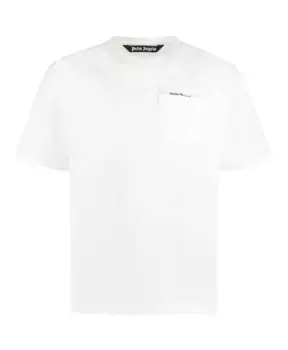 Ребристая футболка с круглым вырезом Palm Angels, белый