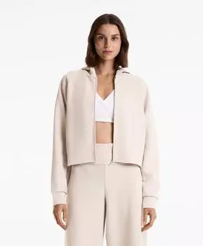 Ребристая куртка с капюшоном Oysho, бледный норковый