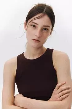 Ребристая майка H&M, коричневый