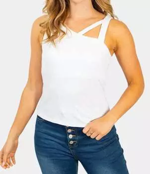 Ребристая майка с бретельками на шее в цвете Off White White Birch