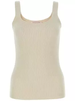 Ребристая майка Valentino Garavani, нейтральный цвет