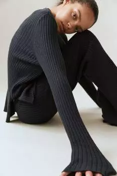 Ребристая рубашка H&M, черный