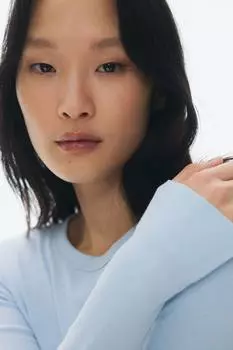 Ребристая рубашка H&M, голубой