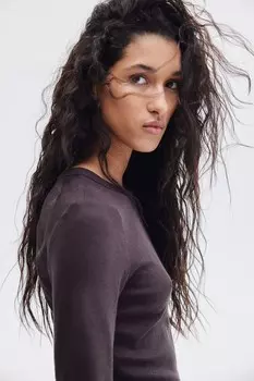 Ребристая рубашка H&M, серый
