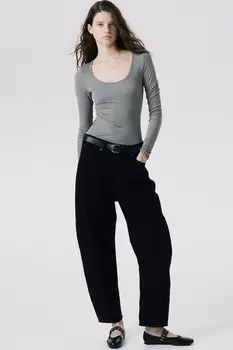 Ребристая рубашка H&M, серый