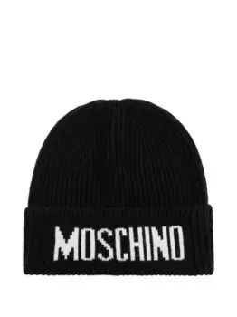 Ребристая шапка с логотипом Moschino, черный