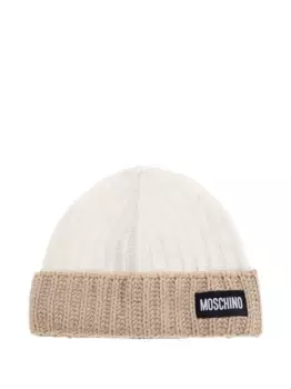 Ребристая шапка с нашивкой-логотипом Moschino, белый