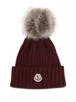 Ребристая шапка с помпонами MONCLER, красный