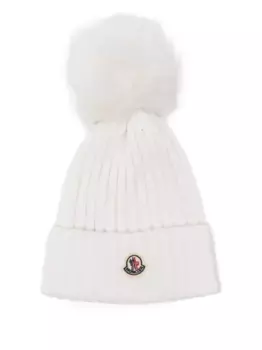 Ребристая шапка с помпоном MONCLER, нейтральный