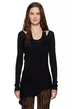 Ребристая скрученная футболка с двойным слоем и проймами Jean Paul Gaultier, черный