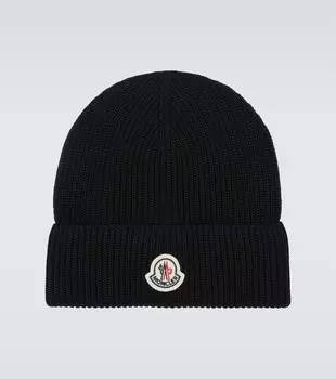 Ребристая вязаная шапка Moncler, черный