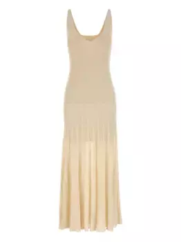 Ребристое платье миди с V-образным вырезом ISABEL MARANT, нейтральный