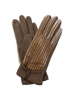 Ребристые бархатные перчатки с бантом Marcus Adler, цвет Champagne