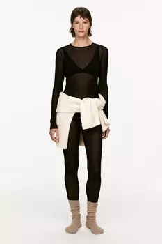 Ребристые шелковые леггинсы Arket, черный