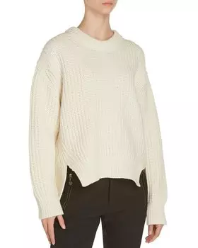 Ребристый шерстяной свитер Moncler, цвет White