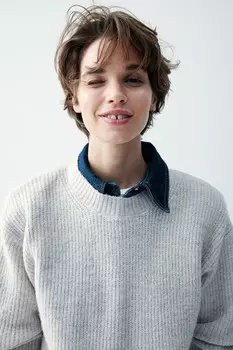 Ребристый свитер H&M, бежевый