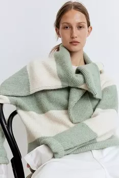 Ребристый свитер H&M, зеленый