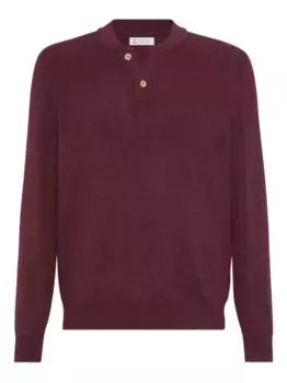 Ребристый свитер хенли Brunello Cucinelli, красный