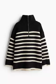 Ребристый свитер на молнии H&M, черный