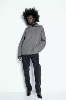 Ребристый свитер на молнии H&M, серый