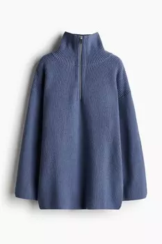 Ребристый свитер на молнии H&M, синий