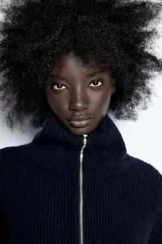 Ребристый свитер на молнии H&M, синий