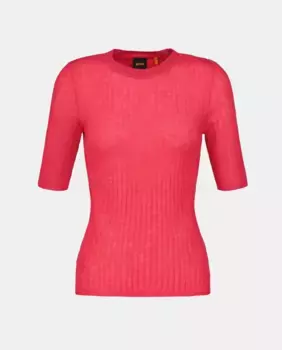 Ребристый свитер с круглым вырезом Hugo Boss, фуксия