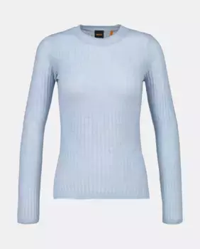 Ребристый свитер с круглым вырезом Hugo Boss, голубой