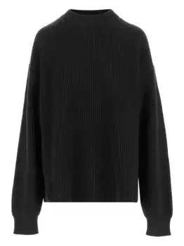 Ребристый свитер с круглым вырезом JIL SANDER, черный