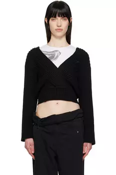 Ребристый свитер с перекрестными узорами Open Yy, черный