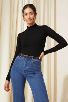 Ребристый свитер с широким воротником Friends Like These, черный