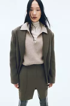 Ребристый свитер с воротником H&M, серый