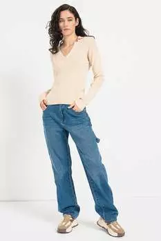 Ребристый свитер с воротником Portofino Jdy, белый