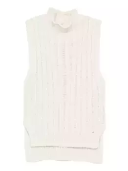 Ребристый топ без рукавов с высоким воротом Peserico, белый