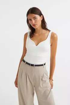 Ребристый топ H&M, белый
